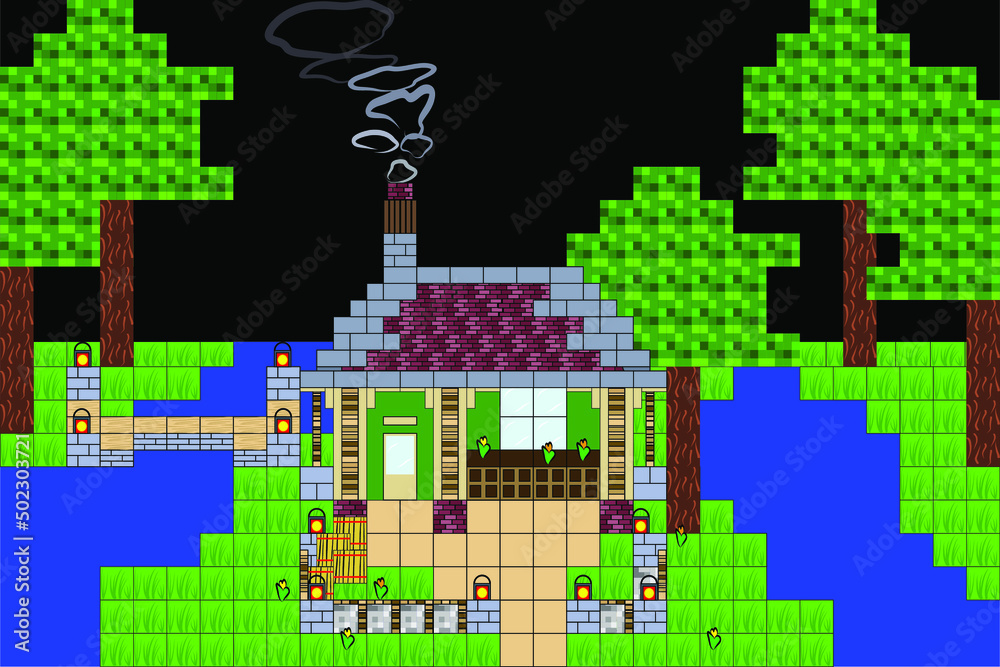 Block Art Little House on the Lake Block Art Little House on the Lake
