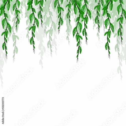 Pattern of hanging ivy leaves, on a gently white background for your design