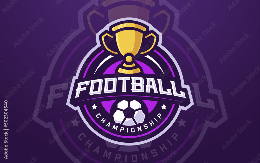 Professional Soccer Club Logo Template with Trophy for Sports Team Professional Soccer Club Logo Template with Trophy for Sports Team