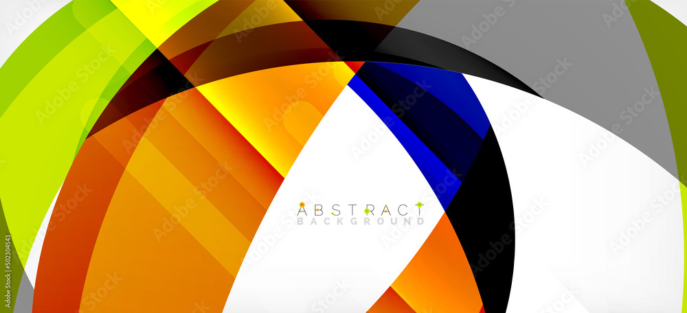 Geometric abstract background. Circle created with overlapping color shapes. Vector Illustration For Wallpaper, Banner, Background, Landing Page Geometric abstract background. Circle created with overlapping color shapes. Vector Illustration For Wallpaper, Banner, Background, Landing Page