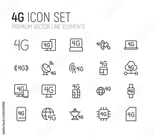 Simple line set of 4g icons.