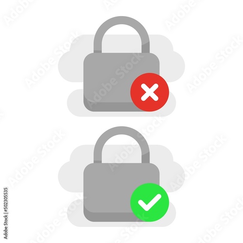 wrong and correct password concept illustration flat design vector eps10. modern graphic element for landing page, empty state ui, infographic, icon