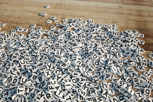 Letter tiles on wooden floor
