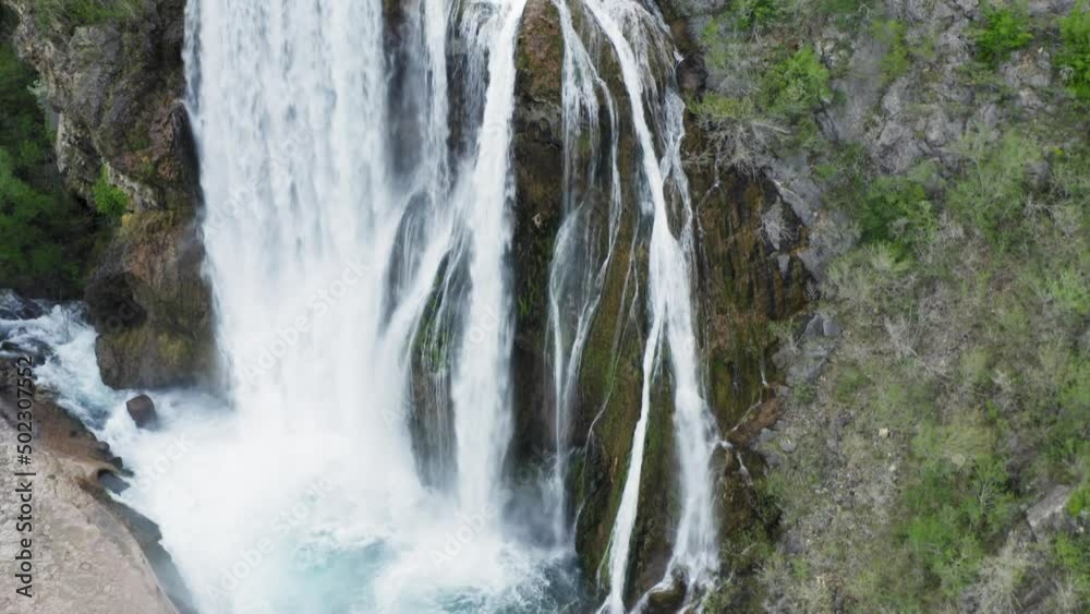 Aerial view of Krcic waterfall in Knin, Croatia Aerial view of Krcic waterfall in Knin, Croatia
