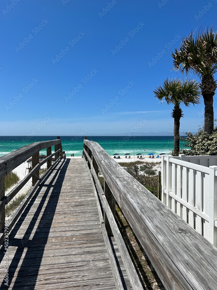 Public access wooden walkway to Destin Florida beach