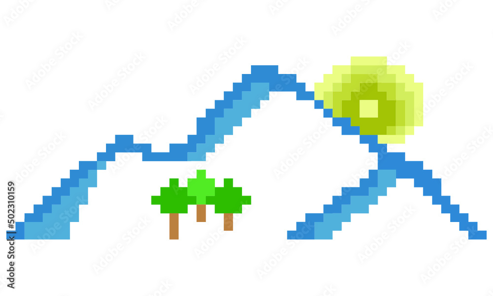 Fototapeta premium Pixel art of landscape