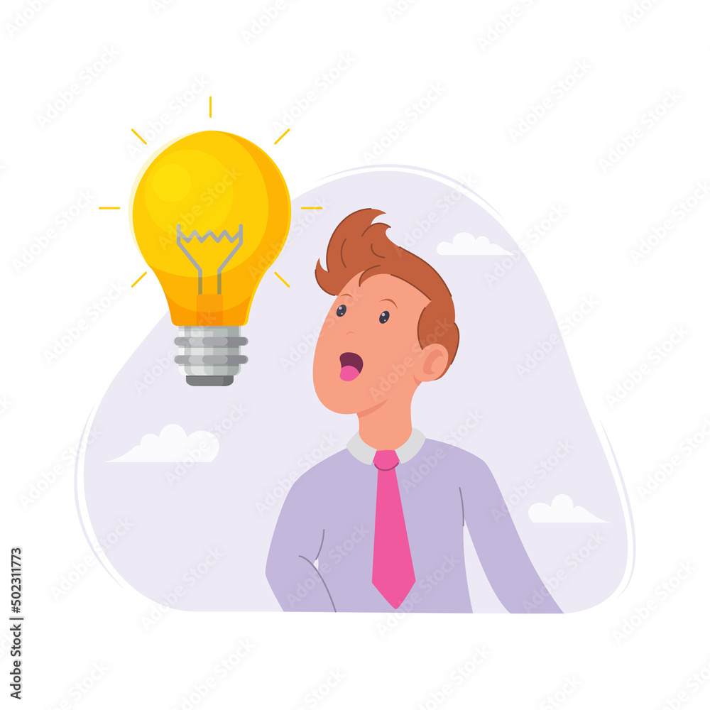 concept of man getting an idea, with light symbol concept of man getting an idea, with light symbol