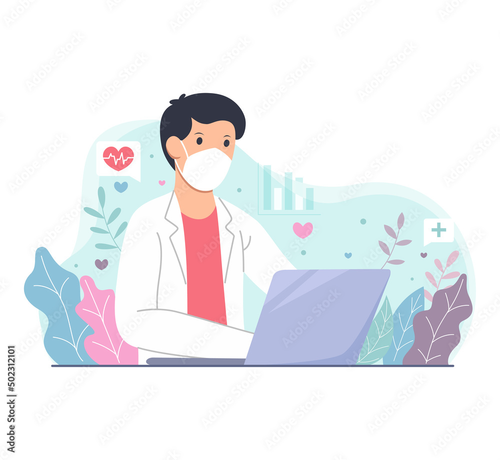 portrait of a doctor using his laptop for work portrait of a doctor using his laptop for work