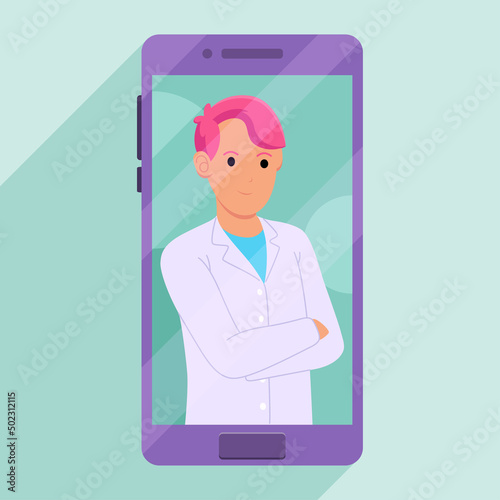 Medical video call consultation illustration