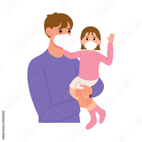 father and son wearing masks