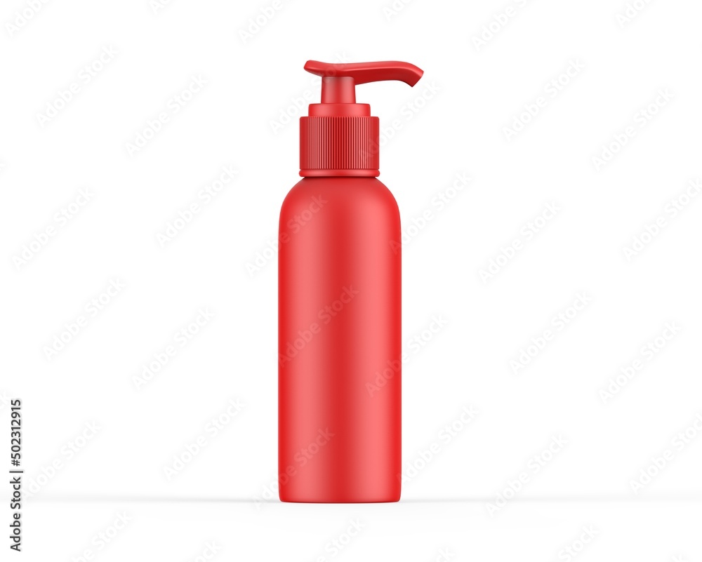 Blank cosmetic bottle with pump dispenser for branding and mockup, ready for design presentation, 3d render illustration