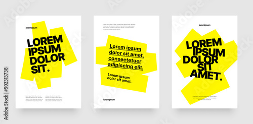 Simple template design with yellow highlighter marker for poster, flyer or cover. photo