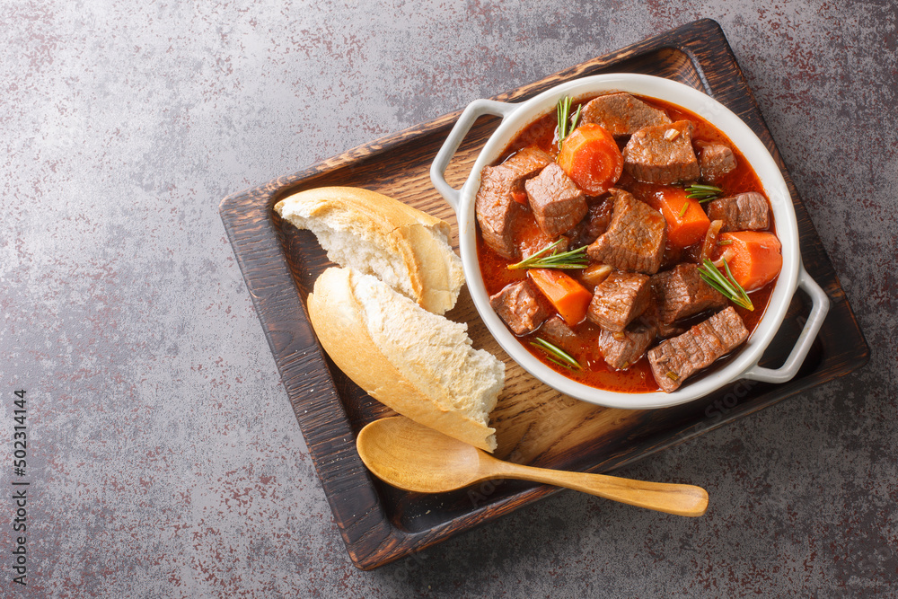 Daube de Boeuf Provencale slow cooked Rich Beef Stew closeup in the