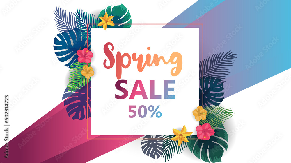 Spring sale colorful vector background.