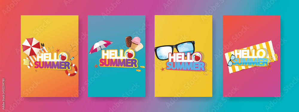 Summer abstract poster set.