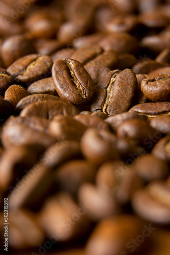 Coffee beans. Macro coffee beans background.
