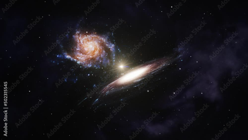 the universe's two galaxies and bright stars in space.
