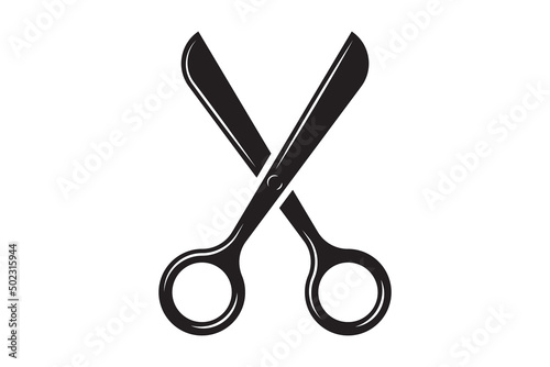 Scissors icon vector design. Cut out tool for paper or tailor work.