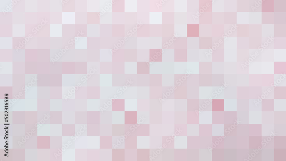 Abstract pattern, color combination, pixel effect. Squares in light pink violet grey colors, variety of shades and nuances. Fresh modern background, fashion trend in color combination
