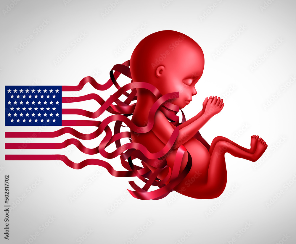 United States abortion laws and US abortions law or reproductive rights in America as a legal concept for reproduction as supreme court ruling for pro life or choice - obrazy, fototapety, plakaty 