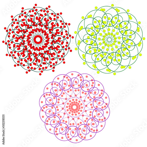 Set of circular ornaments with dots
