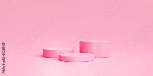 Pink podium winner minimal product display pedestal empty studio scene cosmetic beauty and fashion banner concept on pink background 3d illustration rendering