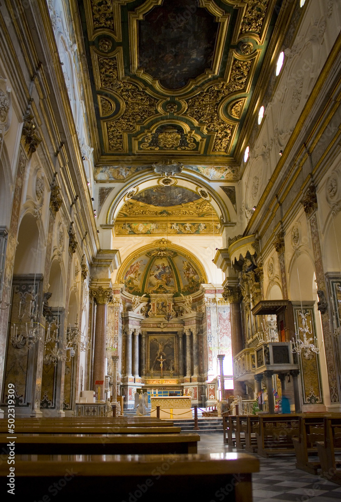 Interior of Cathedral of Saint Andrew (Duomo di San Andreas) in Amalfi, Italy