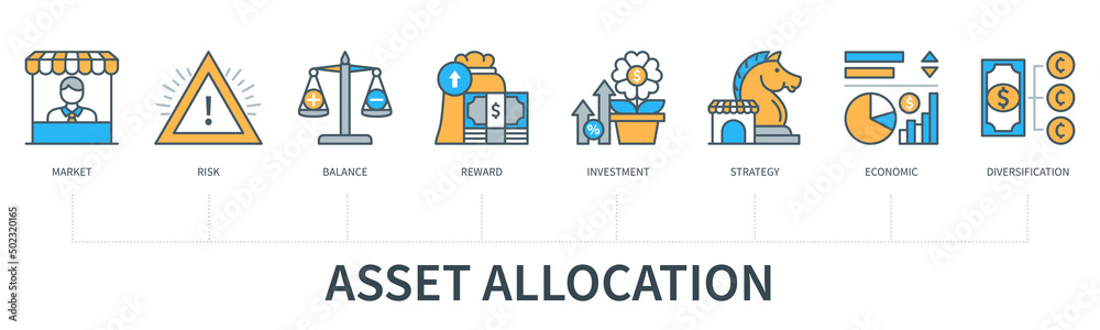 Asset allocation infographics in minimal flat line style