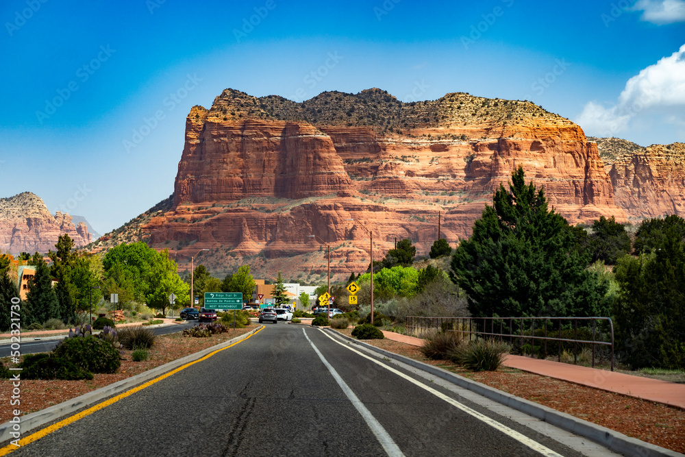 The road that leads to the red rocks in Sedona The road that leads to the red rocks in Sedona