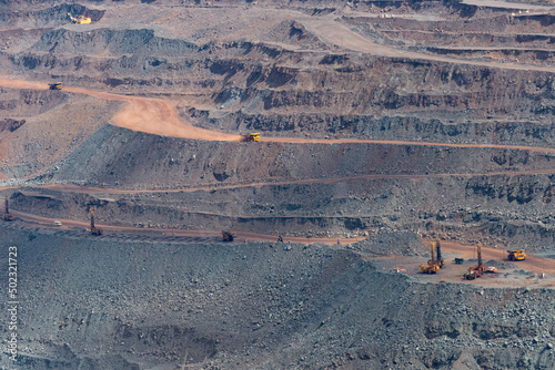 Kursk magnetic anomaly. Large quarry for the extraction of iron ore near the city of Zheleznogorsk. Russia.