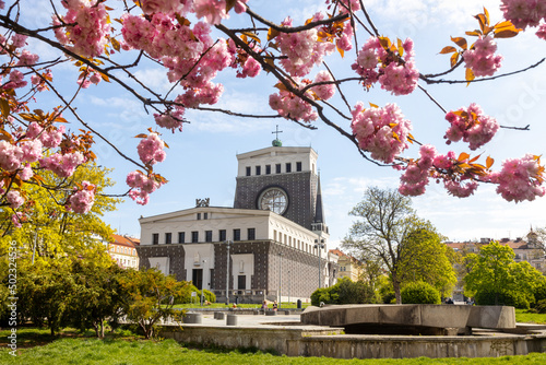 Church of the most sacred heart of Our Lord, Jiri z Podebrad square, Vinohrady district, Prague, Czech republic photo