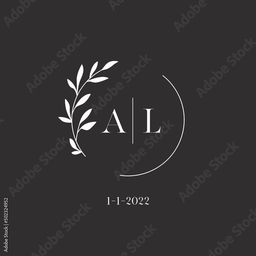 Letter AL wedding monogram logo design template