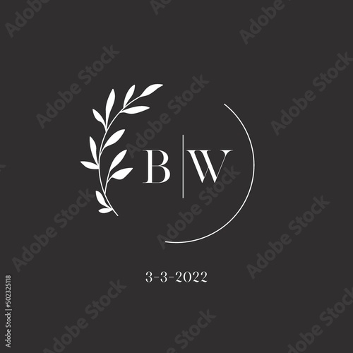 Letter BW wedding monogram logo design template