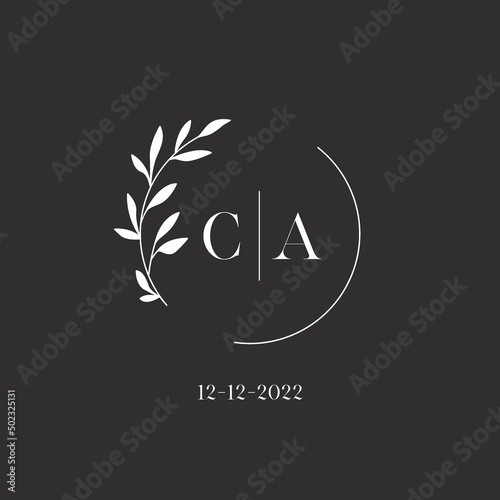 Letter CA wedding monogram logo design template