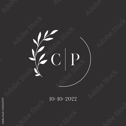 Letter CP wedding monogram logo design template