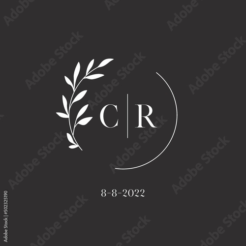 Letter CR wedding monogram logo design template
