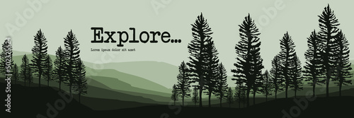 sillhouette of mountain landscape flat design vector illustration good for web banner, ads banner, tourism banner, wallpaper, background template, and adventure design backdrop