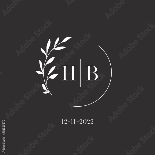 Letter HB wedding monogram logo design template