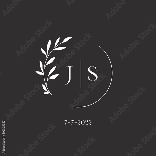 Letter JS wedding monogram logo design template