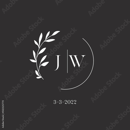Letter JW wedding monogram logo design template