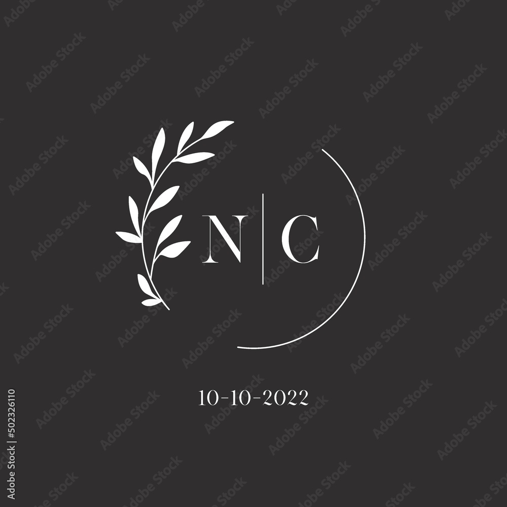 Letter NC wedding monogram logo design template Stock Vector | Adobe Stock
