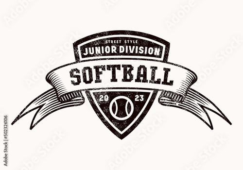 Emblem of softball junior tournament in college style