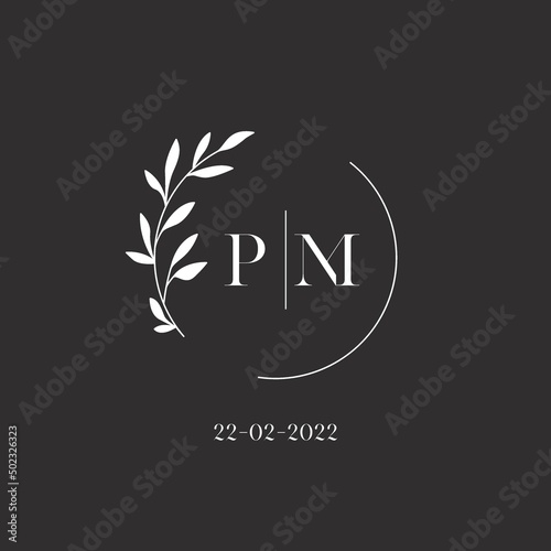 Letter PM wedding monogram logo design template