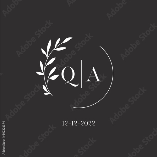 Letter QA wedding monogram logo design template