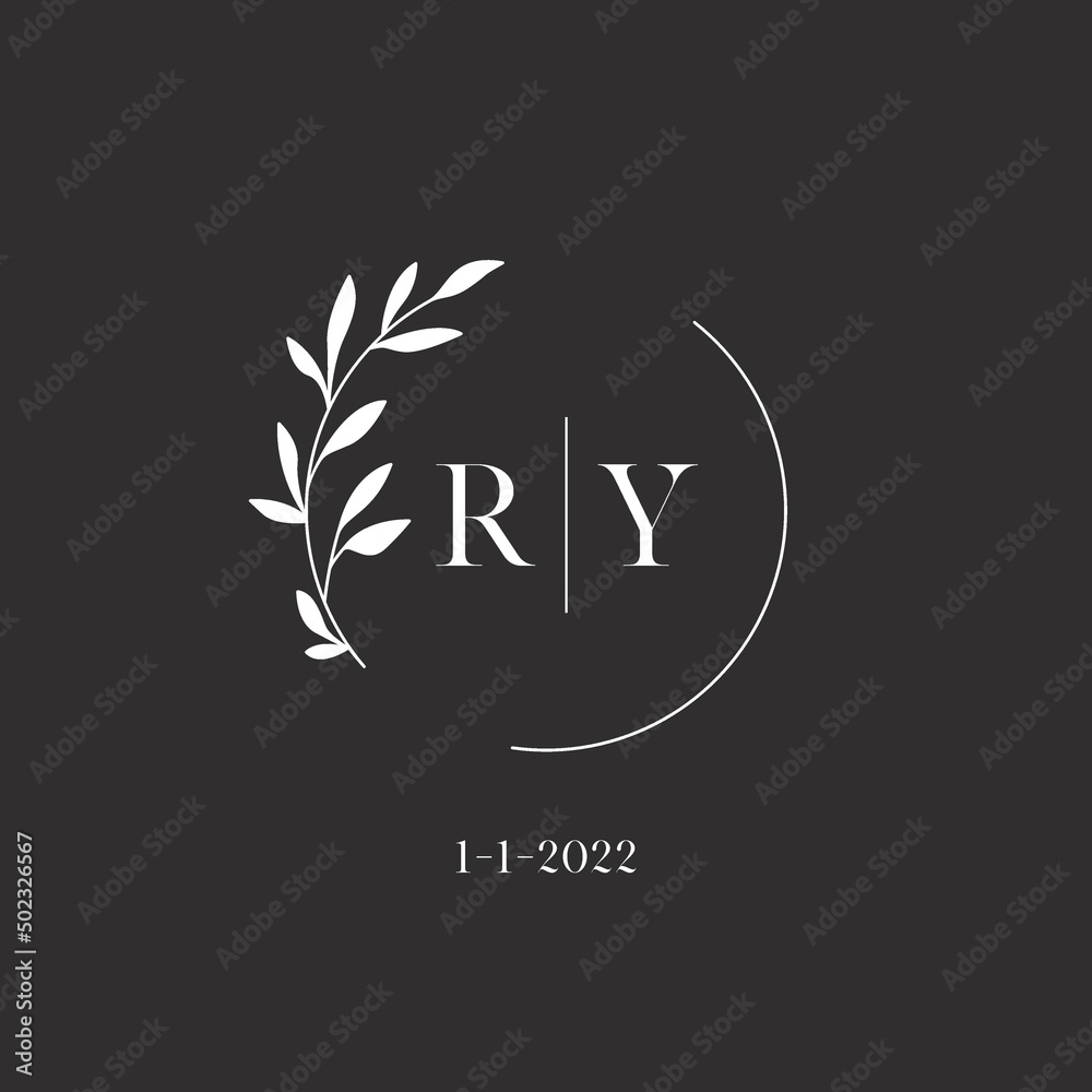 Letter RY wedding monogram logo design template - obrazy, fototapety, plakaty 