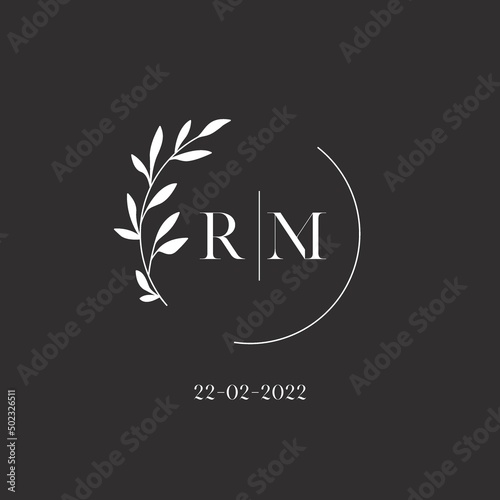 Letter RM wedding monogram logo design template
