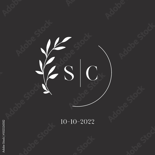 Letter SC wedding monogram logo design template