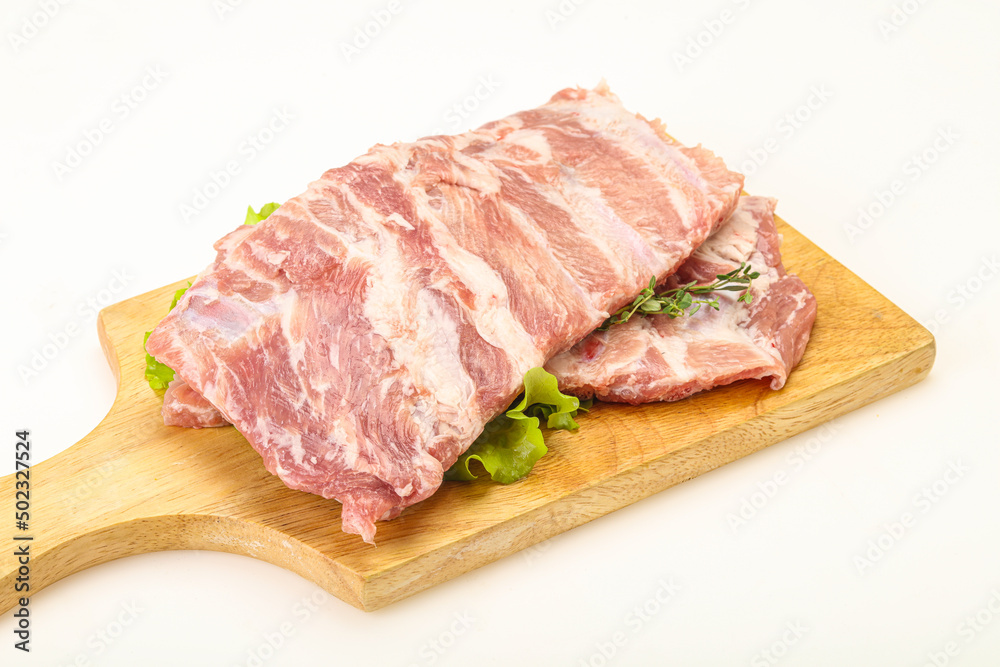 Raw pork ribs for cooking