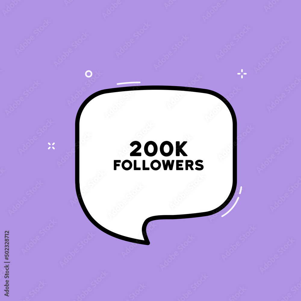 Speech bubble with 200K followers text. Boom retro comic style. Pop art style. Vector line icon for Business and Advertising Speech bubble with 200K followers text. Boom retro comic style. Pop art style. Vector line icon for Business and Advertising