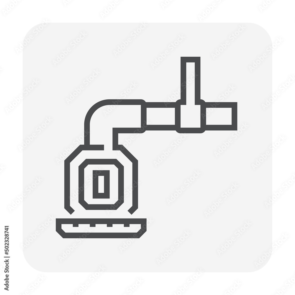 Fire sprinkler, alarm system vector icon consist of head, liquid in glass bulb, support, pipe fitting, pipeline. Security equipment to automatic heat detector, firefighting, suppression. 64x64 pixel. Fire sprinkler, alarm system vector icon consist of head, liquid in glass bulb, support, pipe fitting, pipeline. Security equipment to automatic heat detector, firefighting, suppression. 64x64 pixel.